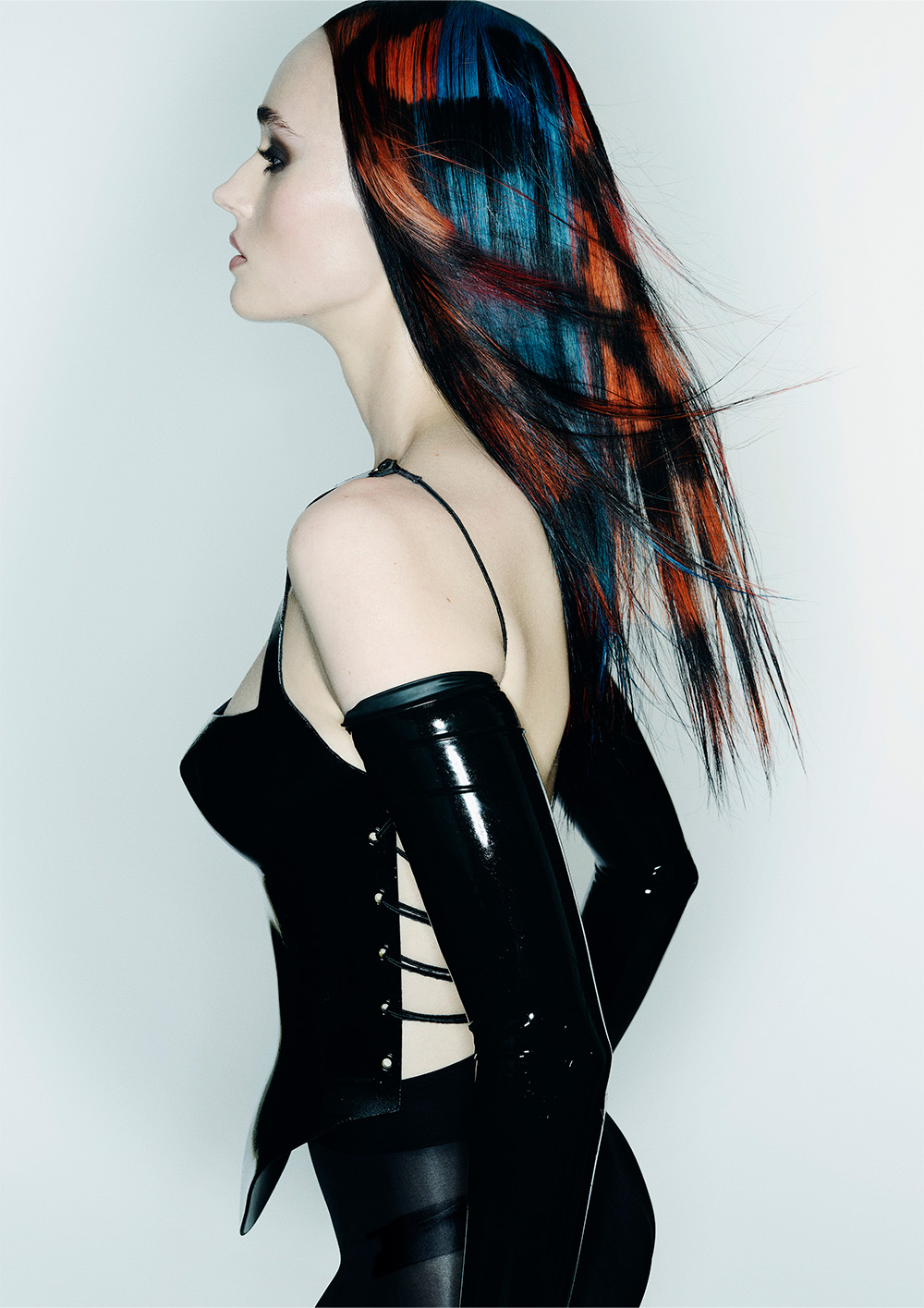 Copper and Blue Creative Colour Block Hair - Kristie Kesic and Dee Parker Attwood - Metamorph Collection